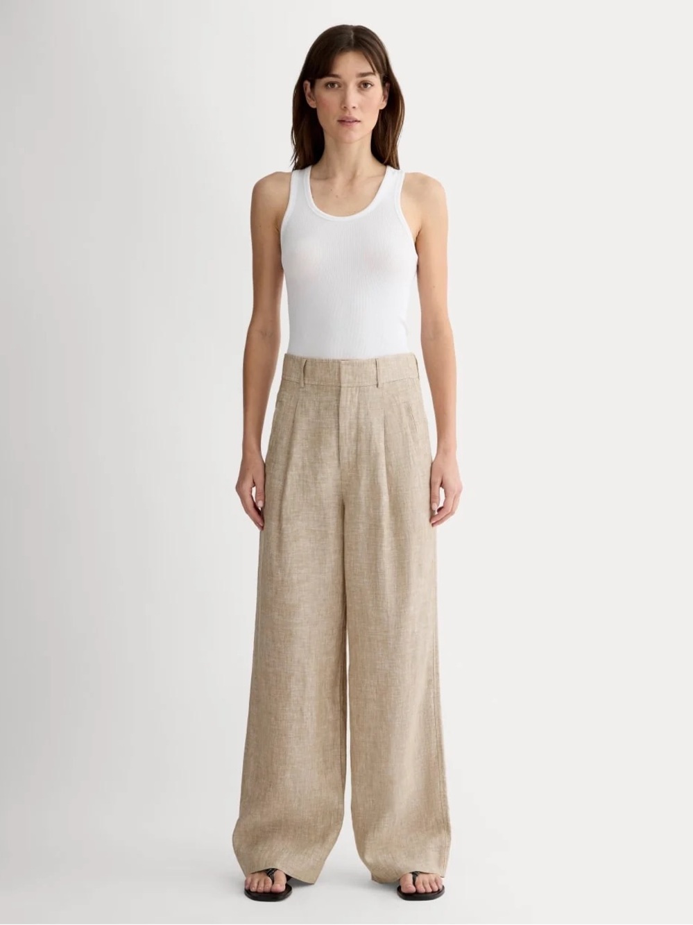 Everlane Wide-Leg Linen-Blend Pants in Beige